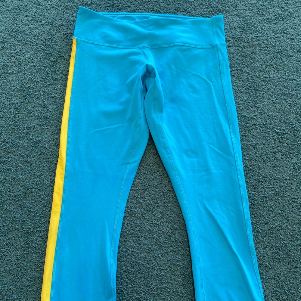 Lululemon aqua yellow and red leggings capri